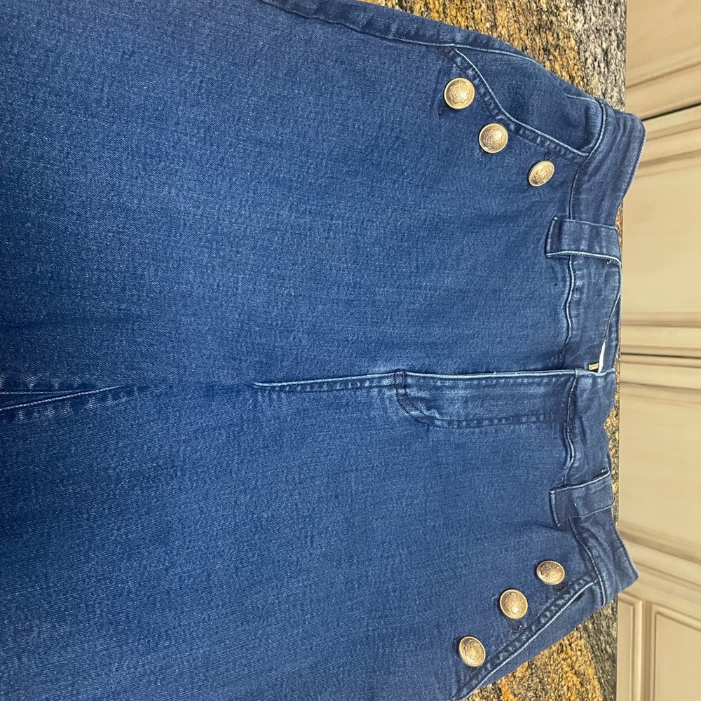 Women's Blue Jeans with Gold Buttons